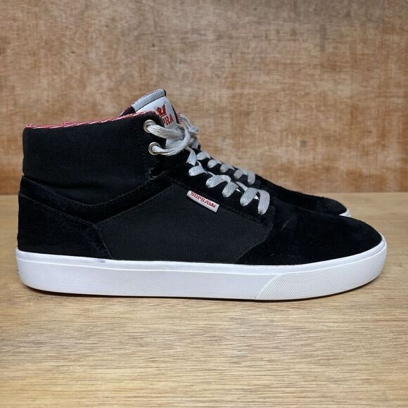 Supra Yorek Hi Men Size 11.5 Shoes Black White Canvas Suede Skateboard Sneakers